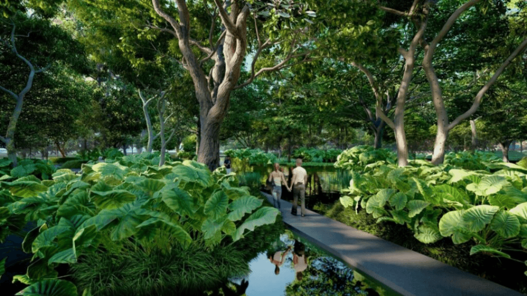 Het Benjakitti en Lumpini Park in de Thaise hoofdstad Bangkok worden met elkaar verbonden