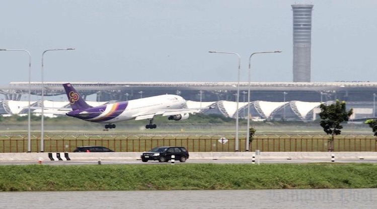 De internationale luchthaven Suvarnabhumi heeft een hoog overstromingen risico