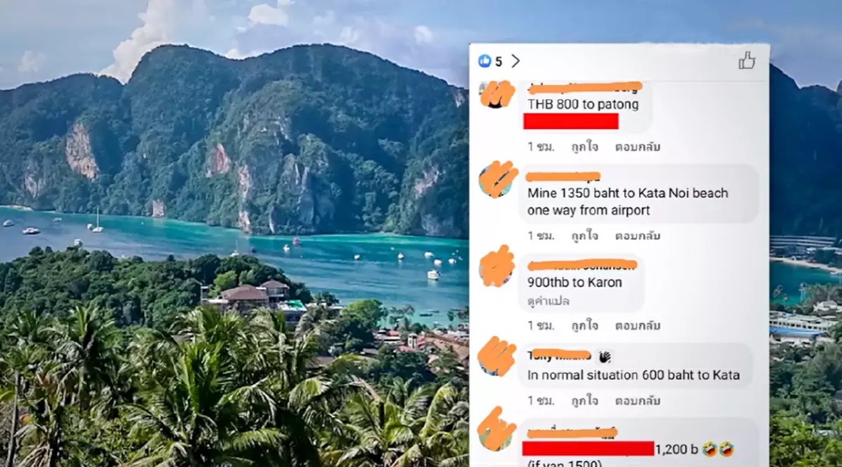 Buitenlandse Facebook-gebruiker laat weten dat de taxitarieven op Phuket opgekrikt worden