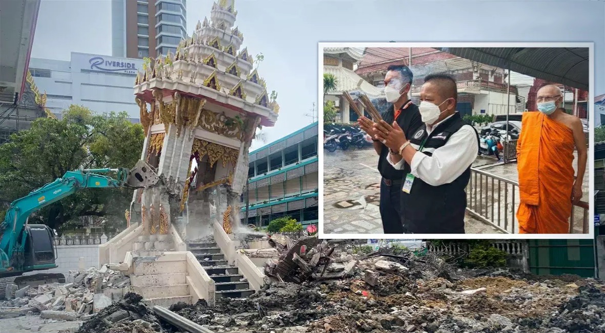 Het crematorium van een tempel in Bangkok ingestort door de aanbreng van vele Covid19 doden