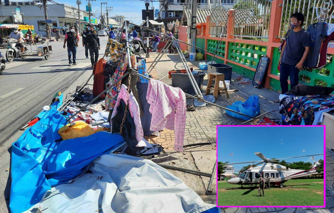 Hoge politiegeneraal doet met zijn politiehelikopter in Prachuap Khiri Khan héél wat stof opwaaien