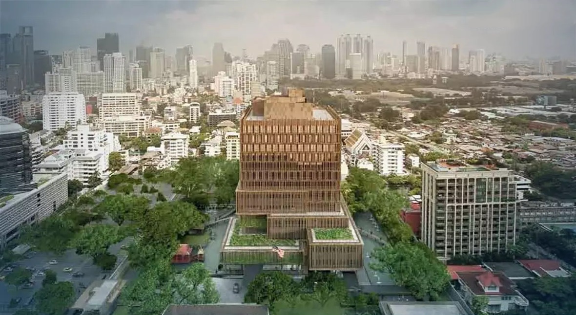De Amerikaanse ambassade druk bezig met het realiseren van nieuw bijgebouw in Bangkok
