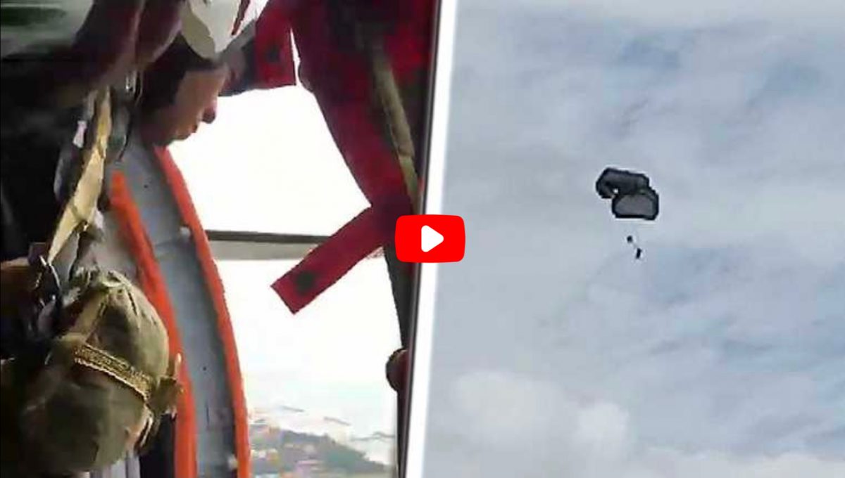 VIDEOCLIP | 2 politieparachutisten raken in elkaars parachute verstrikt nadat ze uit vliegtuig boven Thailand springen