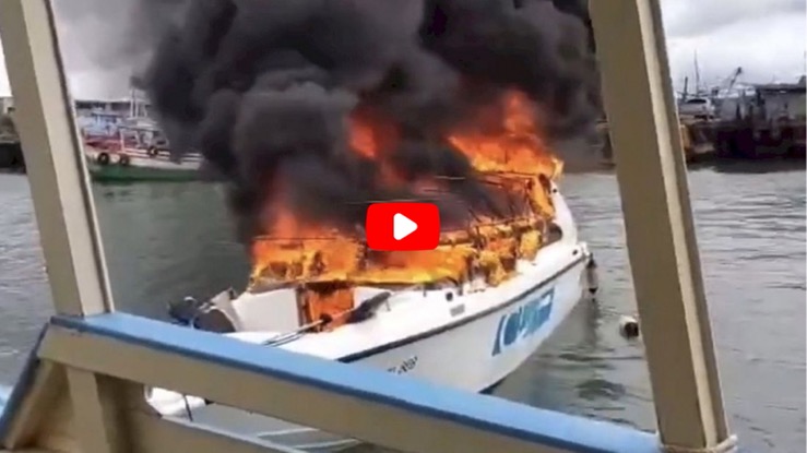 VIDEOCLIP | Kapitein ontvlucht aan “de man met de zeis” wanneer een speedboot op Koh Samet ontploft
