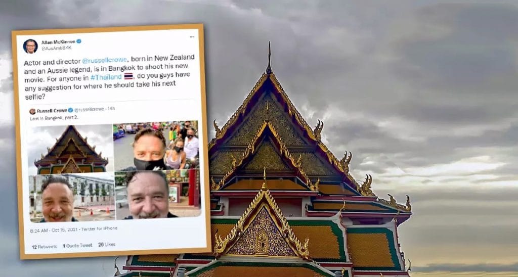 De Australische acteur Russell Crowe speelt de enthousiaste toerist in Bangkok