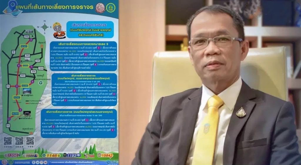 Het ministerie van verkeer in Thailand beveelt acht alternatieve routes tijdens de nieuwjaarsvakantie aan om files te voorkomen