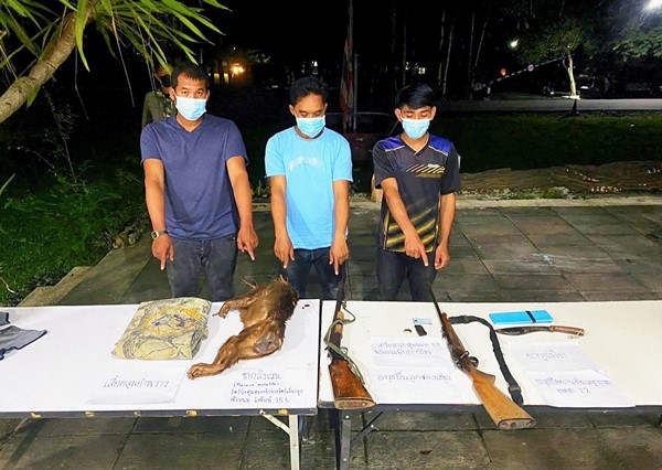 Stropers van beschermde wilde dieren in Kaeng Krachan National Park van Thailand gearresteerd