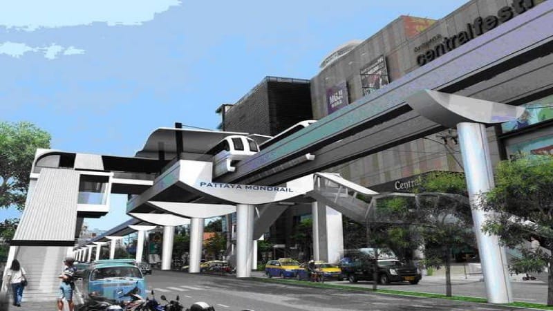 De kustplaats Pattaya koopt het monorail studiecontract uit