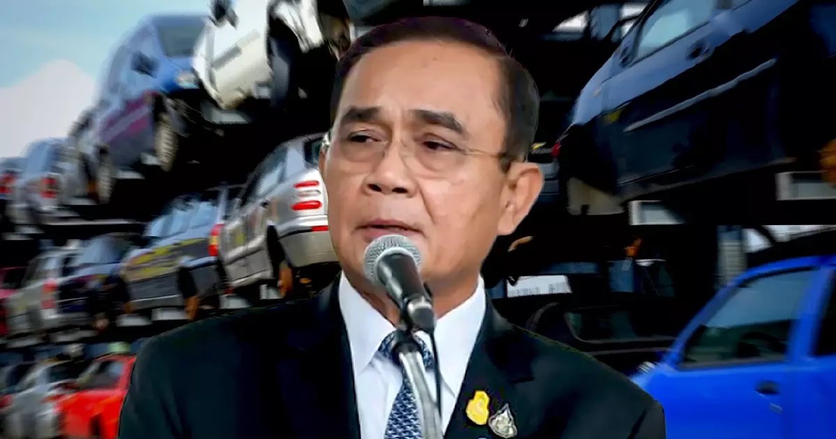 Premier Prayut wilt dat er 5 miljoen auto’s, ouder dan 20 jaar van de weg gehaald worden 