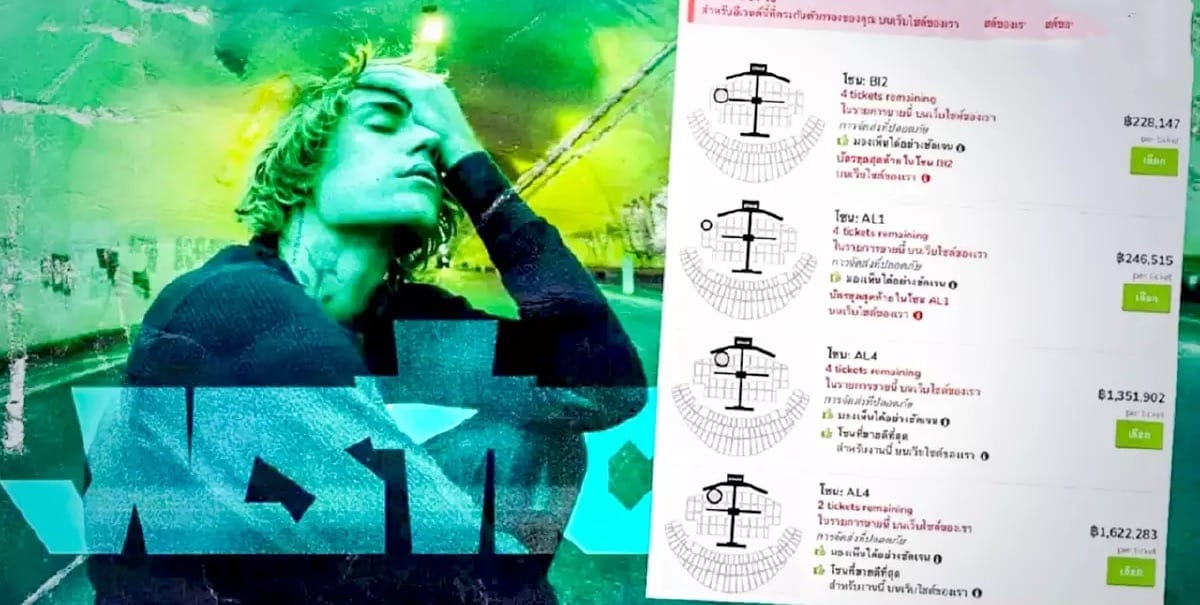 Kaarten voor het Justin Bieber concert in Bangkok worden doorverkocht voor 1,6m baht