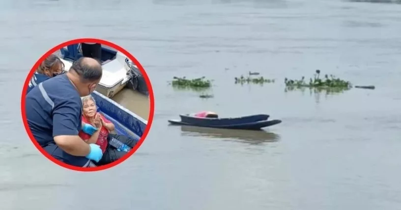 75-jarige vrouw viel in haar boot op Bang Pakong Rivier flauw en moest gered worden.