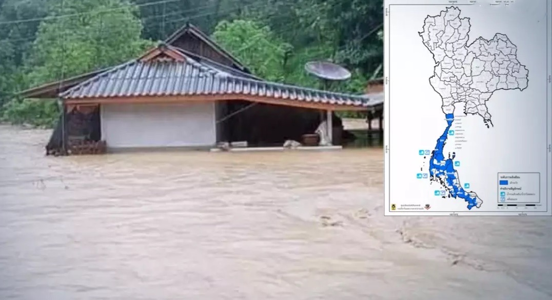 Thailand heeft een overstroming’s alarm voor de provincie Prachuap Khiri Khan en 14 andere zuidelijke provincies afgegeven