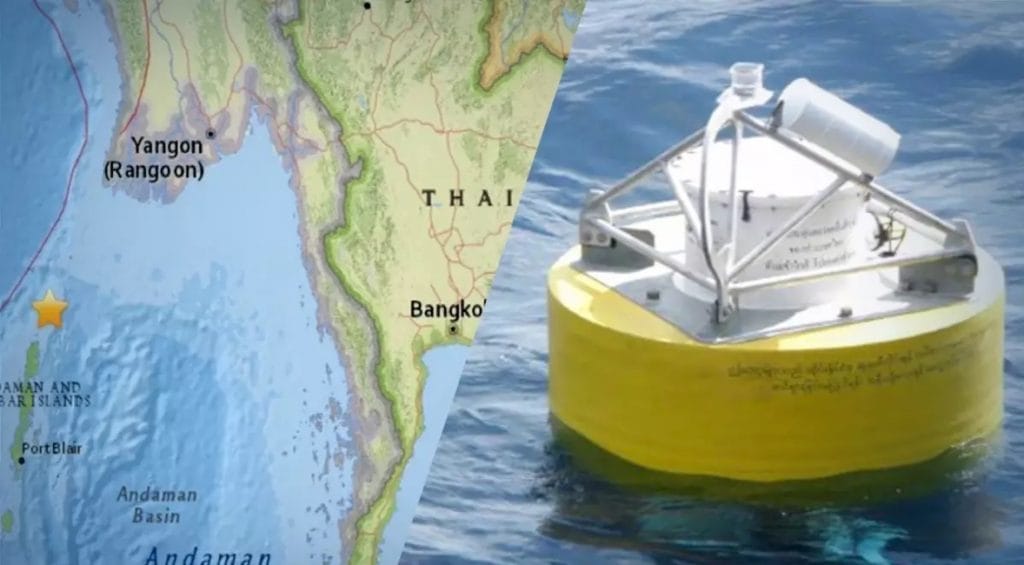 De tsunami-boeien van Thailand drijven niet meer op hun ankerplaats, maar zijn niet kapot