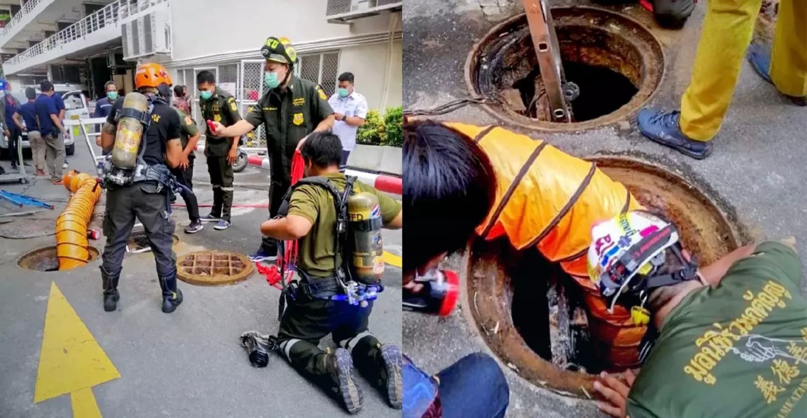 Twee Thaise werknemers in het riool in de wijk Bang Na van Bangkok geëlektrocuteerd