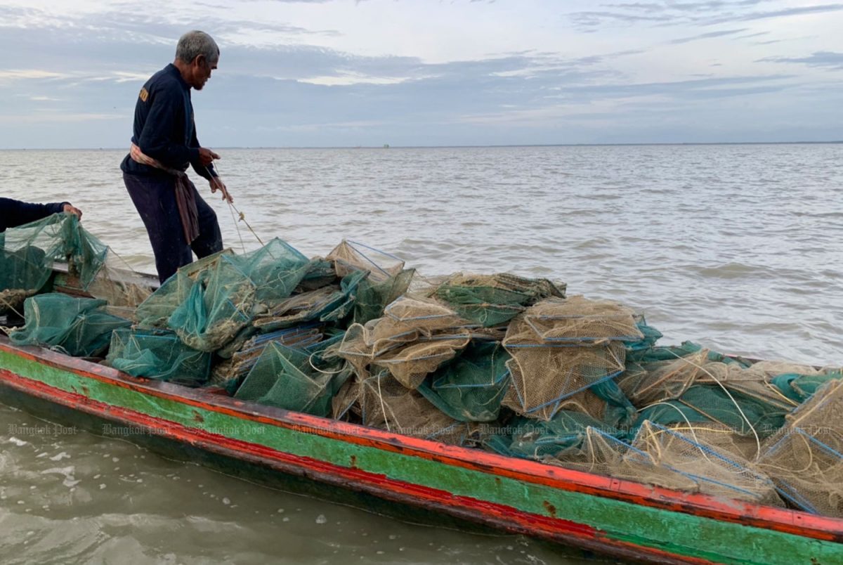 Het provinciaal visserij bureau van Nakhon Si Thammarat vist meer dan 300 illegale visfuiken uit zee op