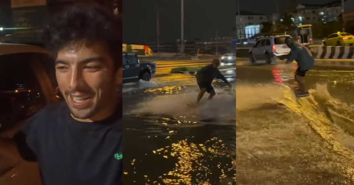 🎥 | Pro-wakeskater surft door de overstroomde straten van Bangkok
