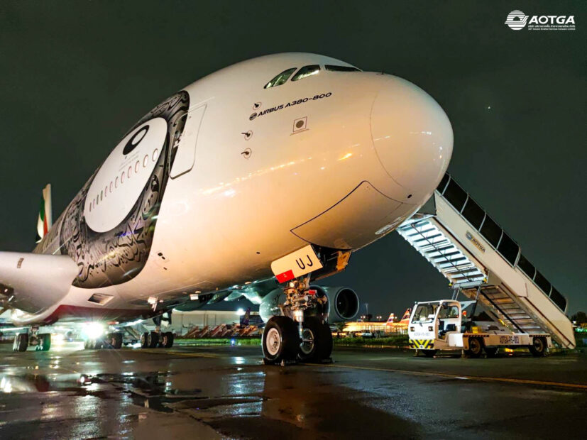 Op vliegveld Don Mueang Airport in Thailand landde voor de eerste keer een Airbus A380 