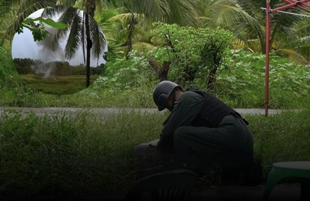 Geldwoekeraar bombardeert het huis van de schuldenaar in het zuiden van Thailand
