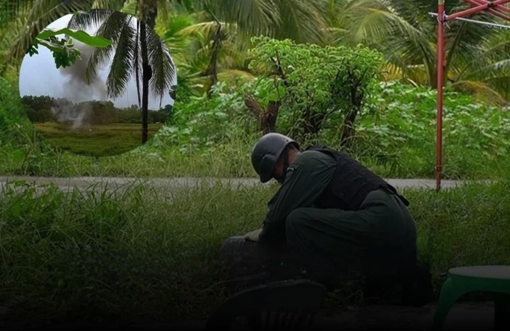 Geldwoekeraar bombardeert het huis van de schuldenaar in het zuiden van Thailand