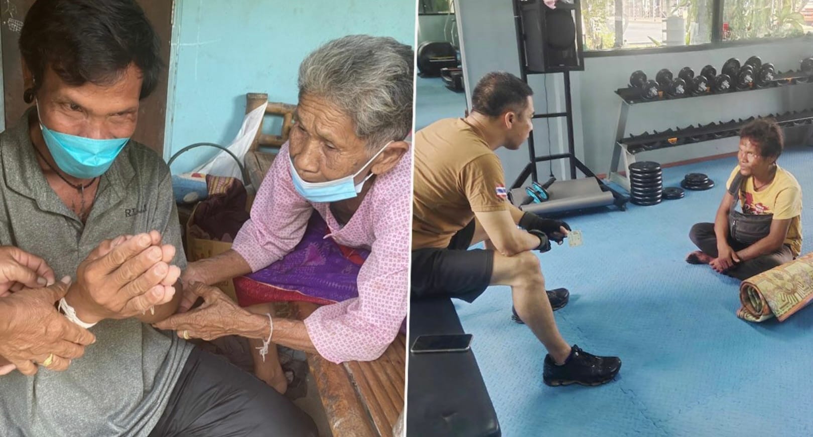 Het leger van Thailand haalt man van de weg die 1350 kilometer van Songkhla naar Buriram liep