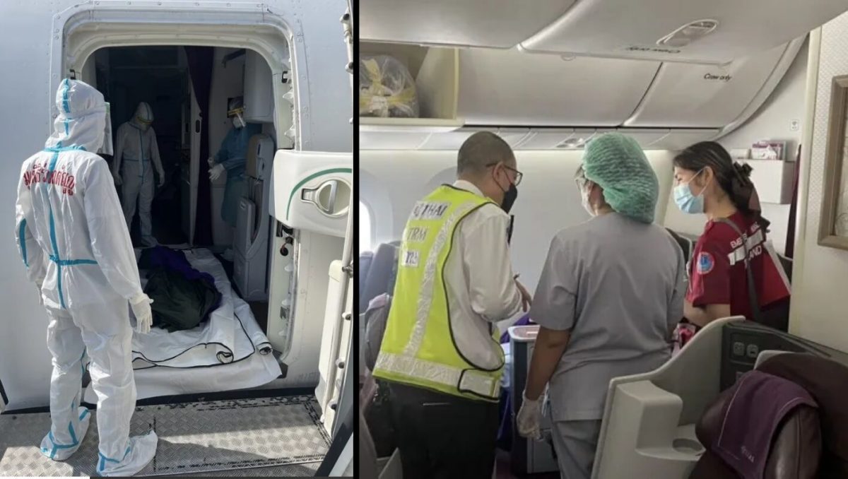 Thaise passagier tijdens de vlucht naar Bangkok aan Covid19 verschijnselen overleden