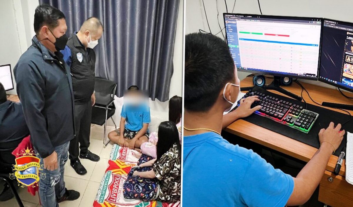Speciale eenheid van de Pattaya politie rolt een online gokhol met een omzet 360 miljoen baht op