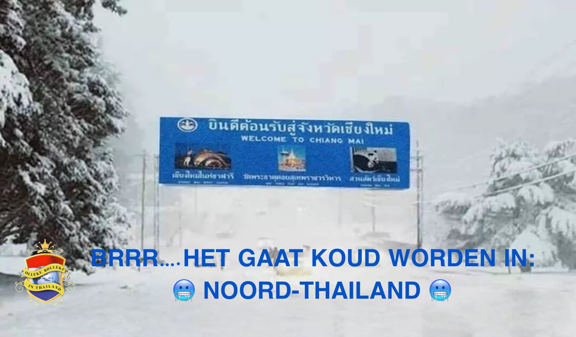 Rillen van de kou bij minus 10° Celsius in de dierentuin van Chiang Mai