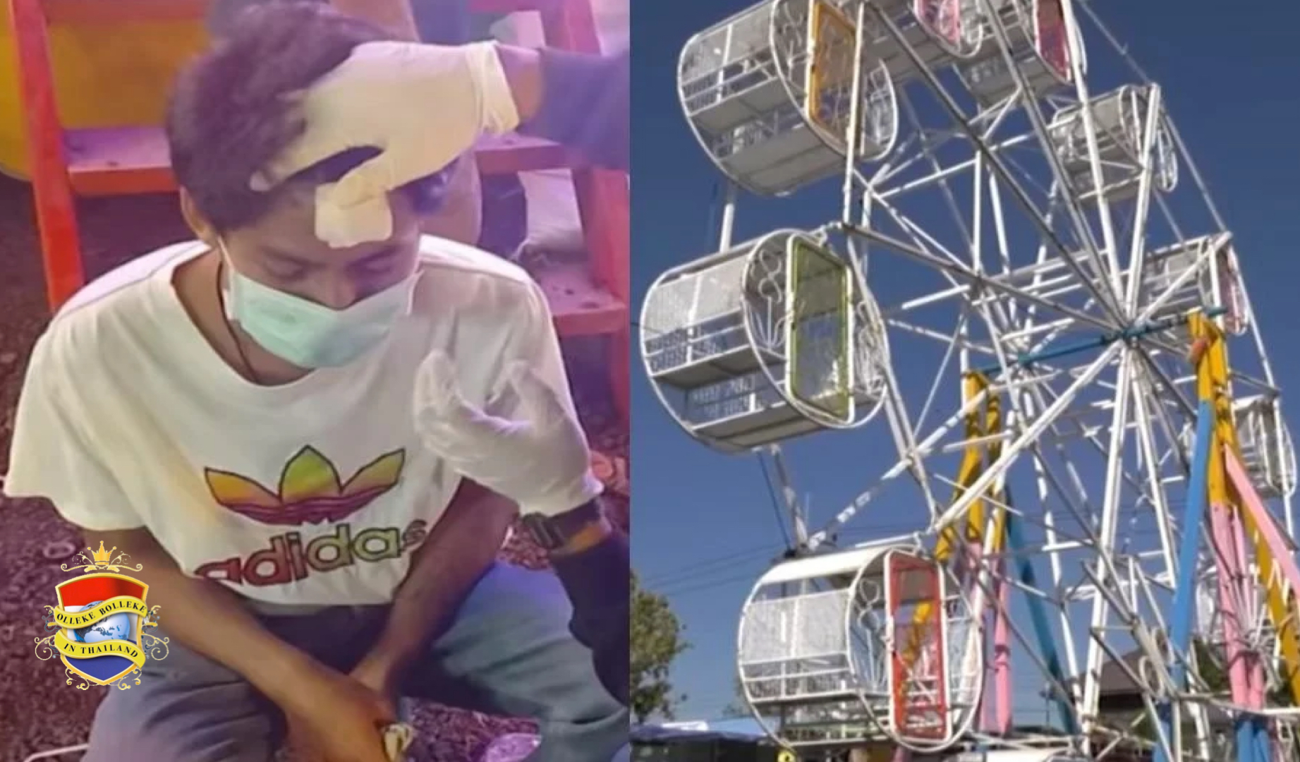 Deur valt uit een kermisattractie in Noordoost-Thailand en slaat één Thaise man knock-out