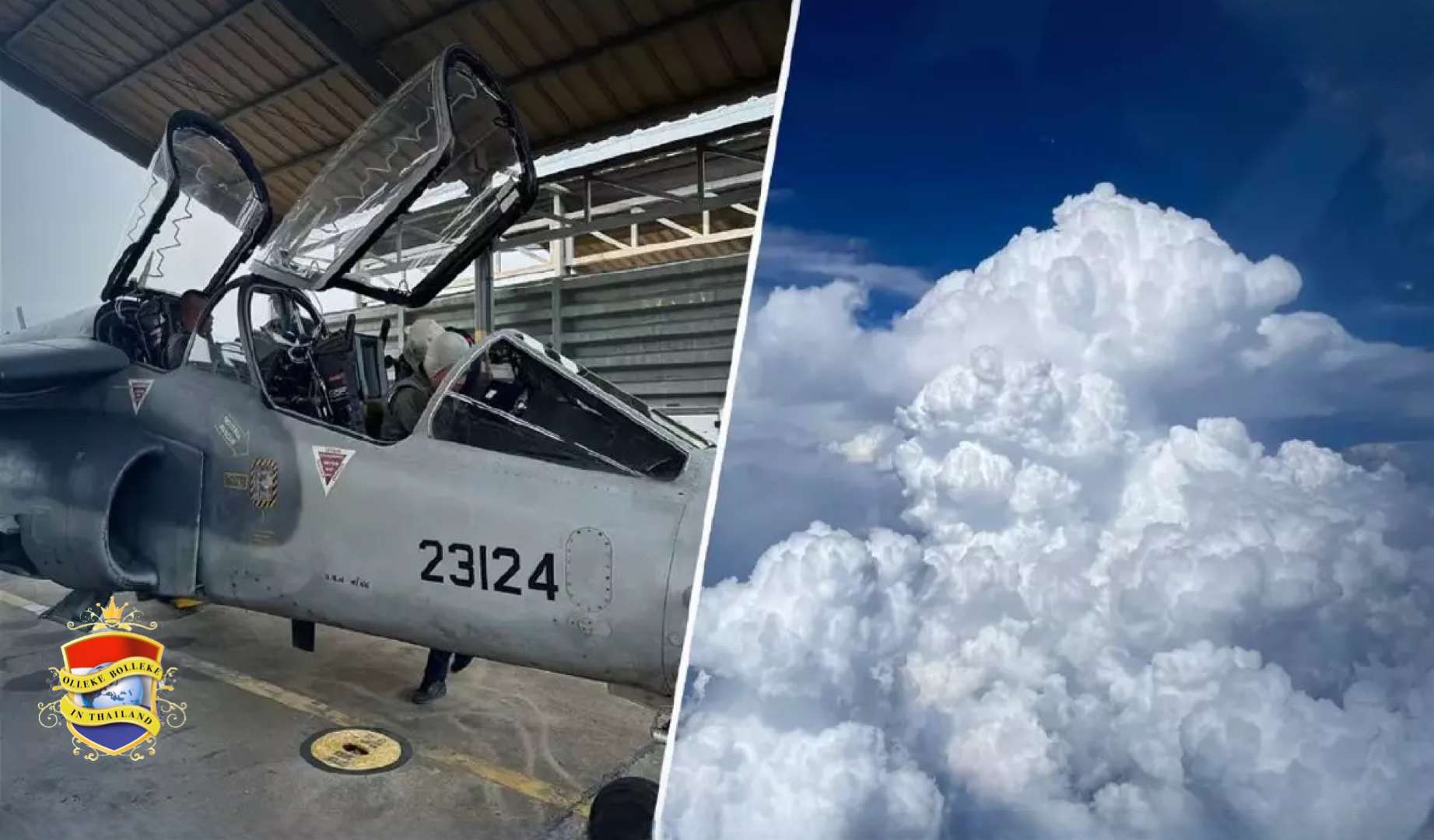 De Koninklijke Thaise luchtmacht zet een Alpha Jet in om het weer in Chiang Mai onder controle te houden