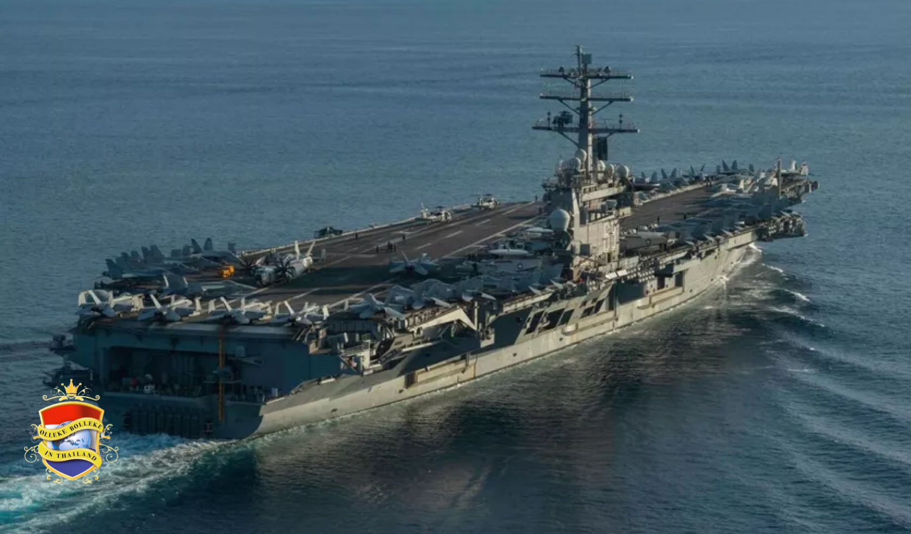 Het vliegdekschip de “USS Nimitz” van de Amerikaanse marine gaat in Thailand voor anker