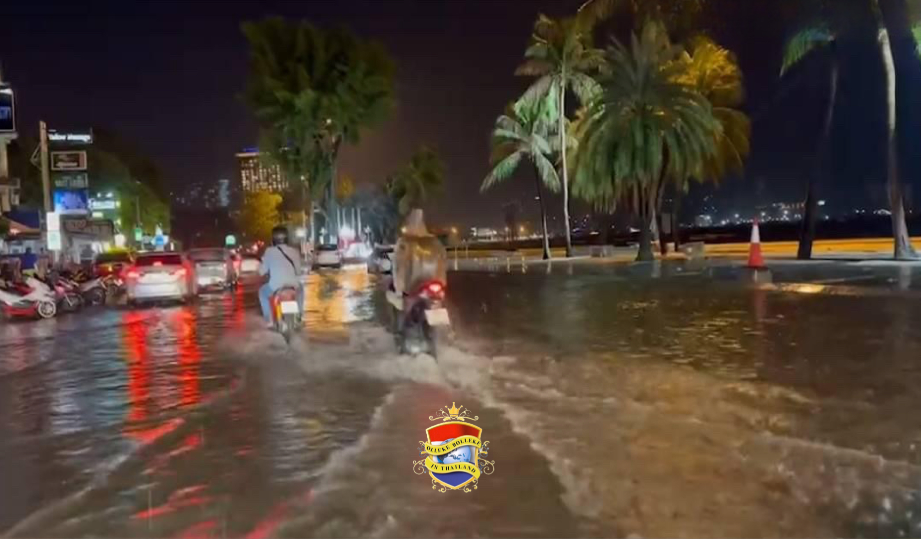 Het regenseizoen in Thailand nog maar net 2 dagen geleden begonnen of in Pattaya weer onder water