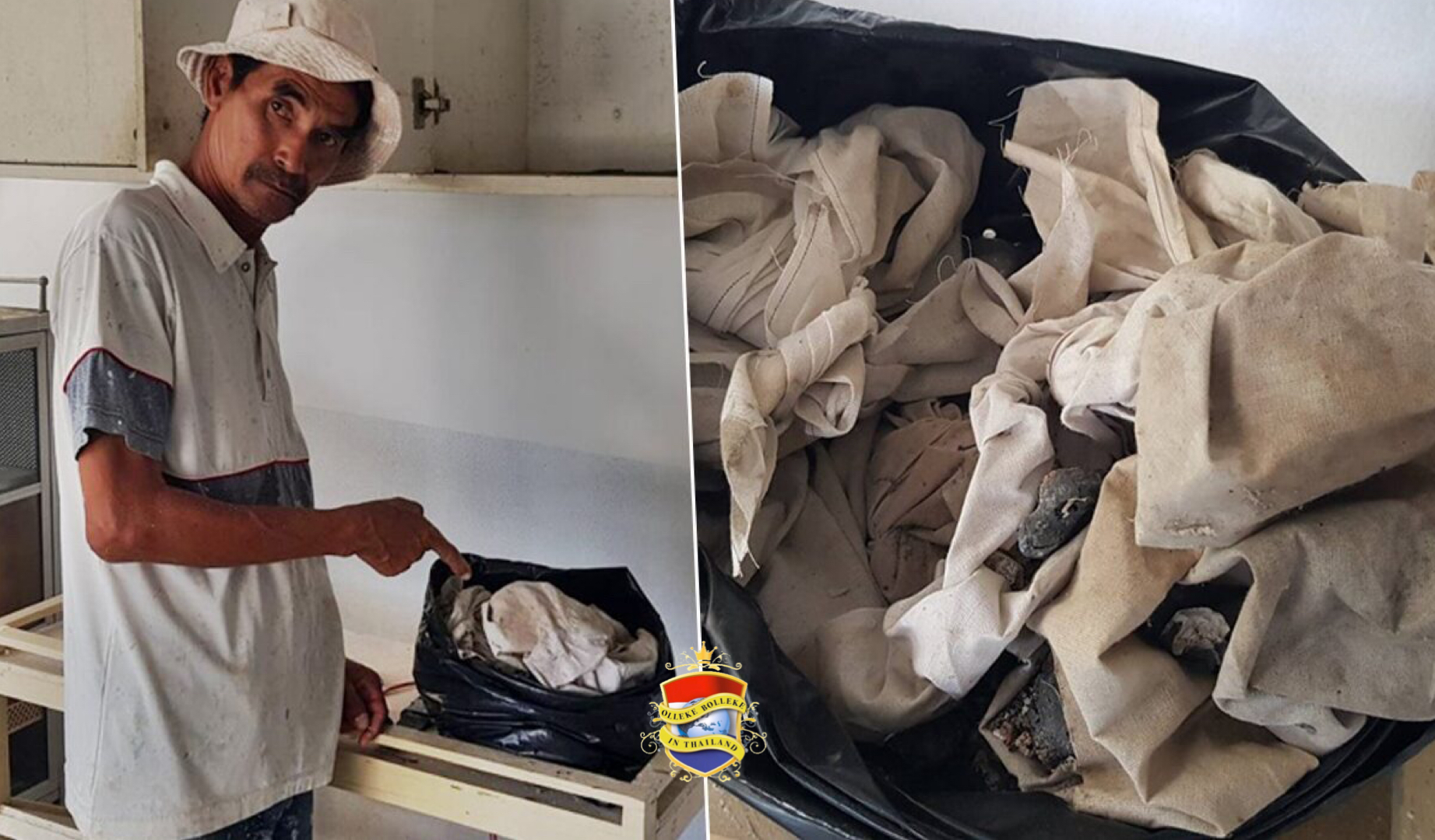 Bewoners in Oost-Thailand vinden langs de weg zakken met botten van mensen, politie staat voor een raadsel!