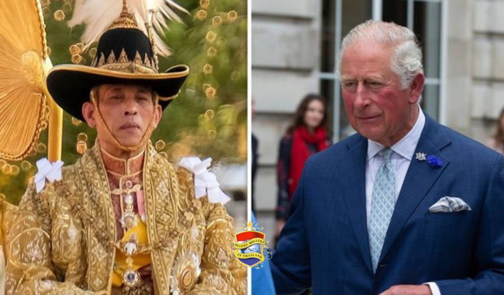 Koning en Koningin van Thailand aangekomen in het Verenigd Koninkrijk voor de kroning van Charles