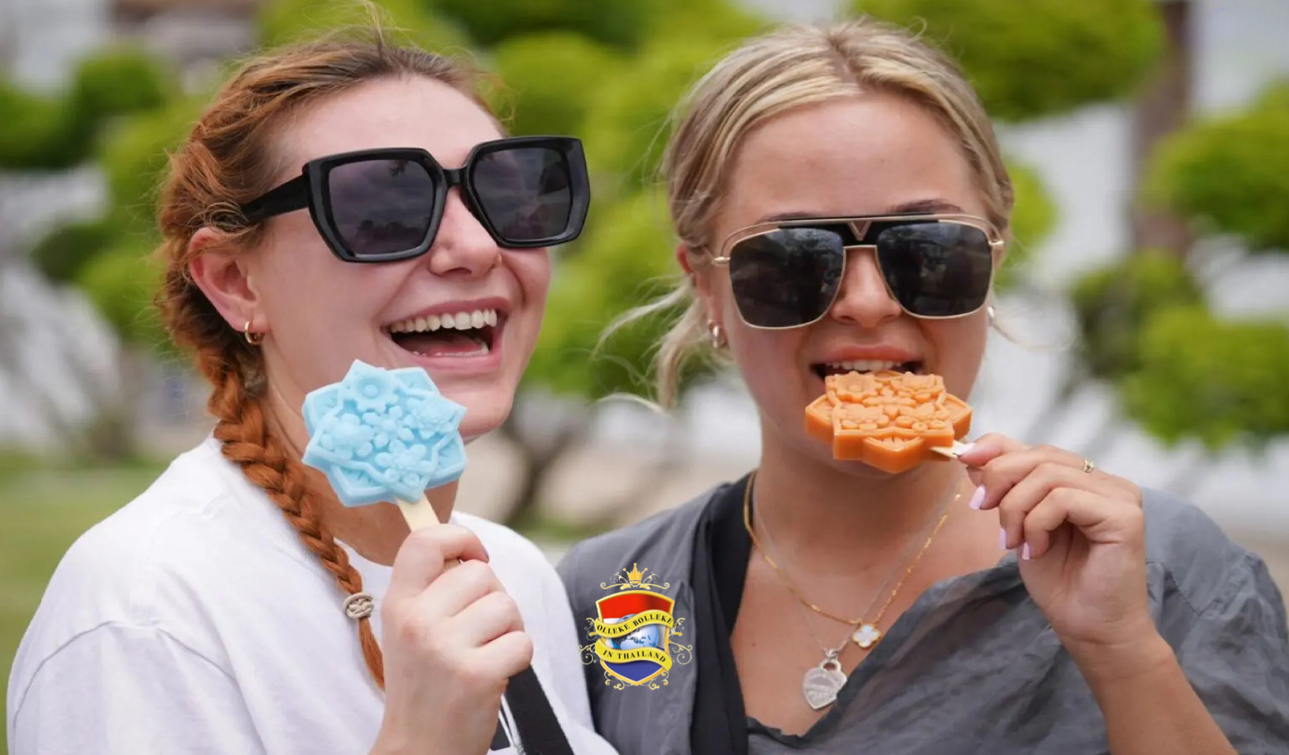 De ijsjes in decoratieve tempelvormen zijn onder toeristen in Thailand erg gewild