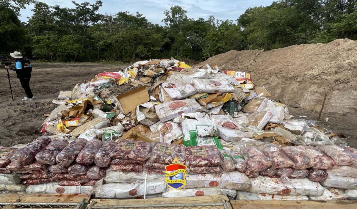 110 ton illegaal rundvlees belandt in Centraal-Thailand op de brandstapel 