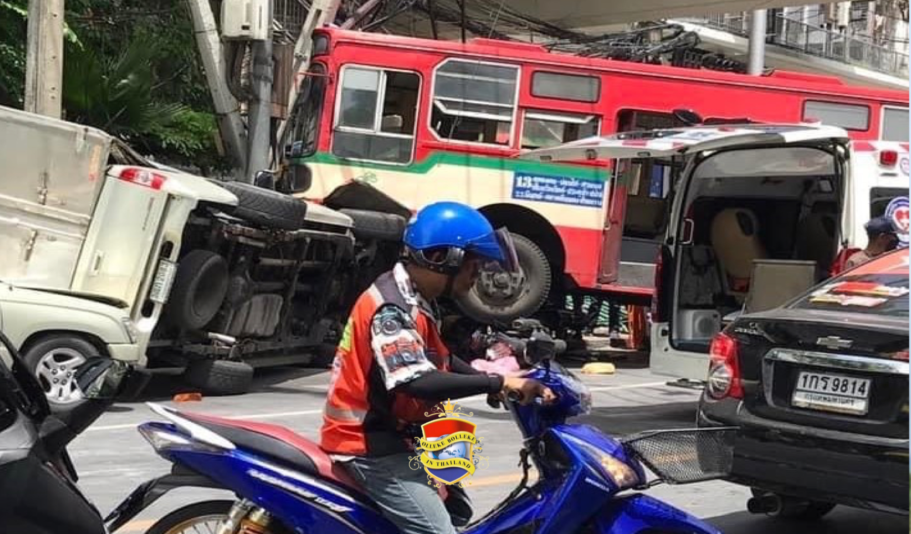 Zes mensen gewond bij zwaar busongeval in Bangkok