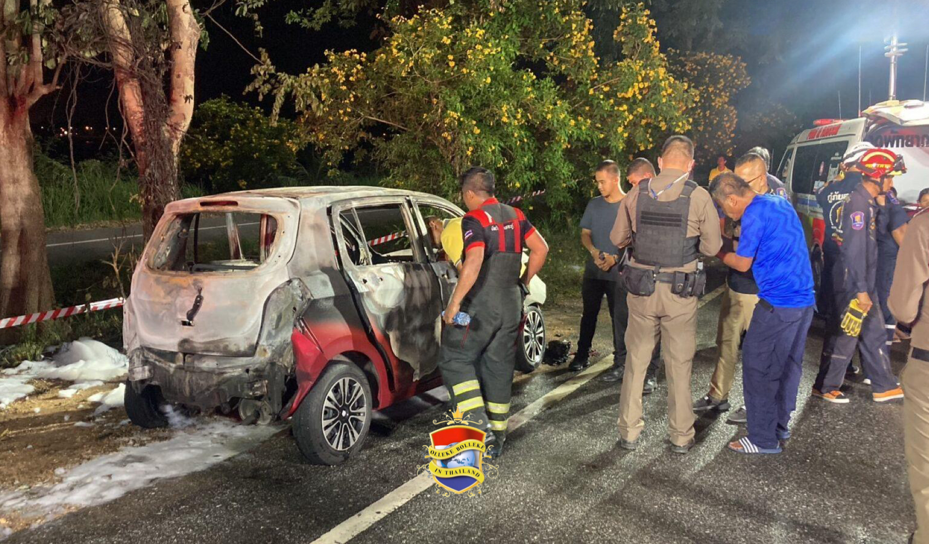 Vrouw pleegt in Pattaya zelfmoord door haar auto in brand te zetten