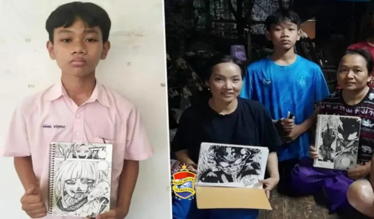 Thaise tiener in Noordoost-Thailand verwerft online bekendheid, geprezen om uitzonderlijk talent om manga stripfiguren te tekenen