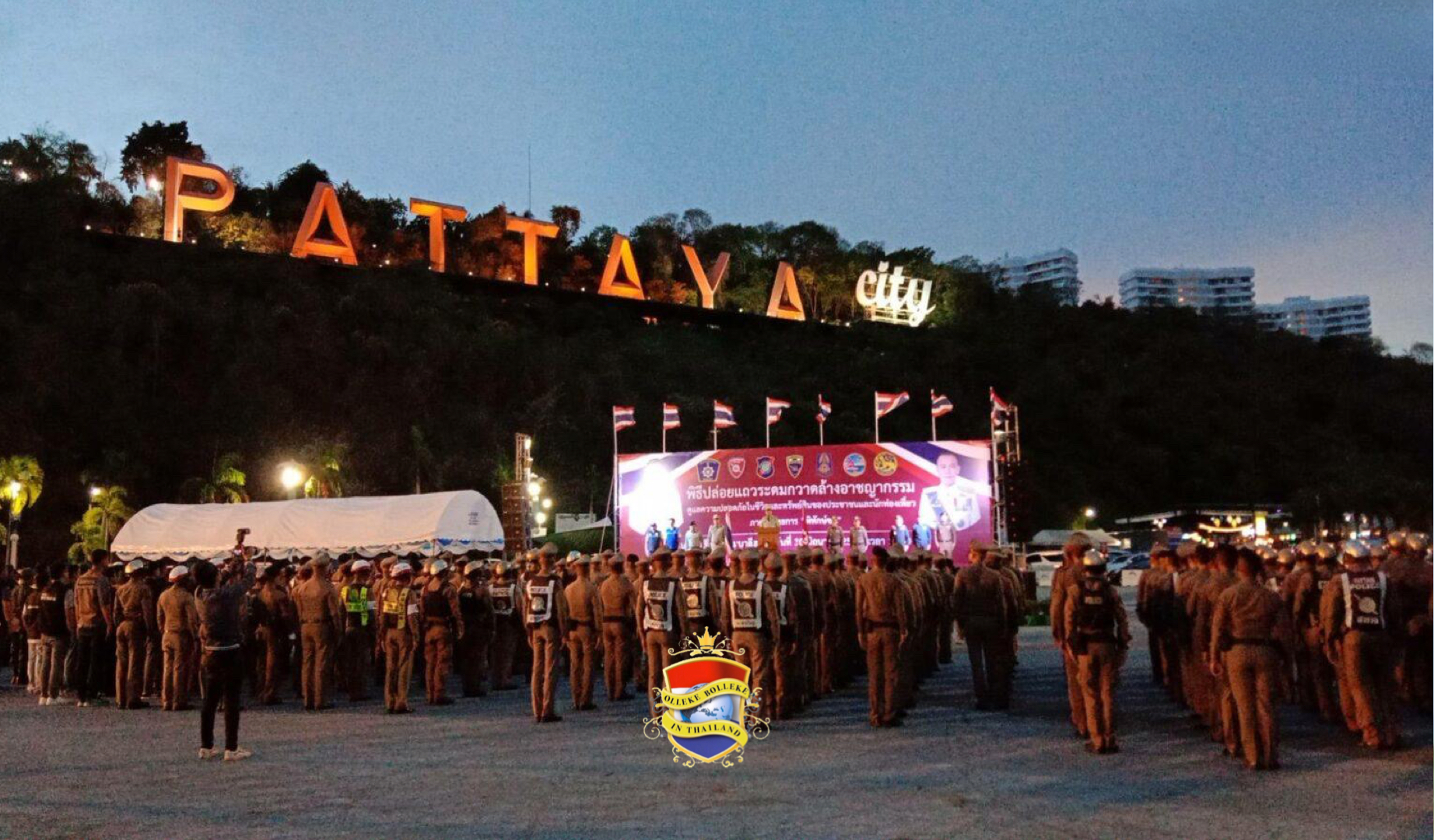 Het hele politiekorps van Pattaya slaat de handen ineen om de misdaad te bestrijden