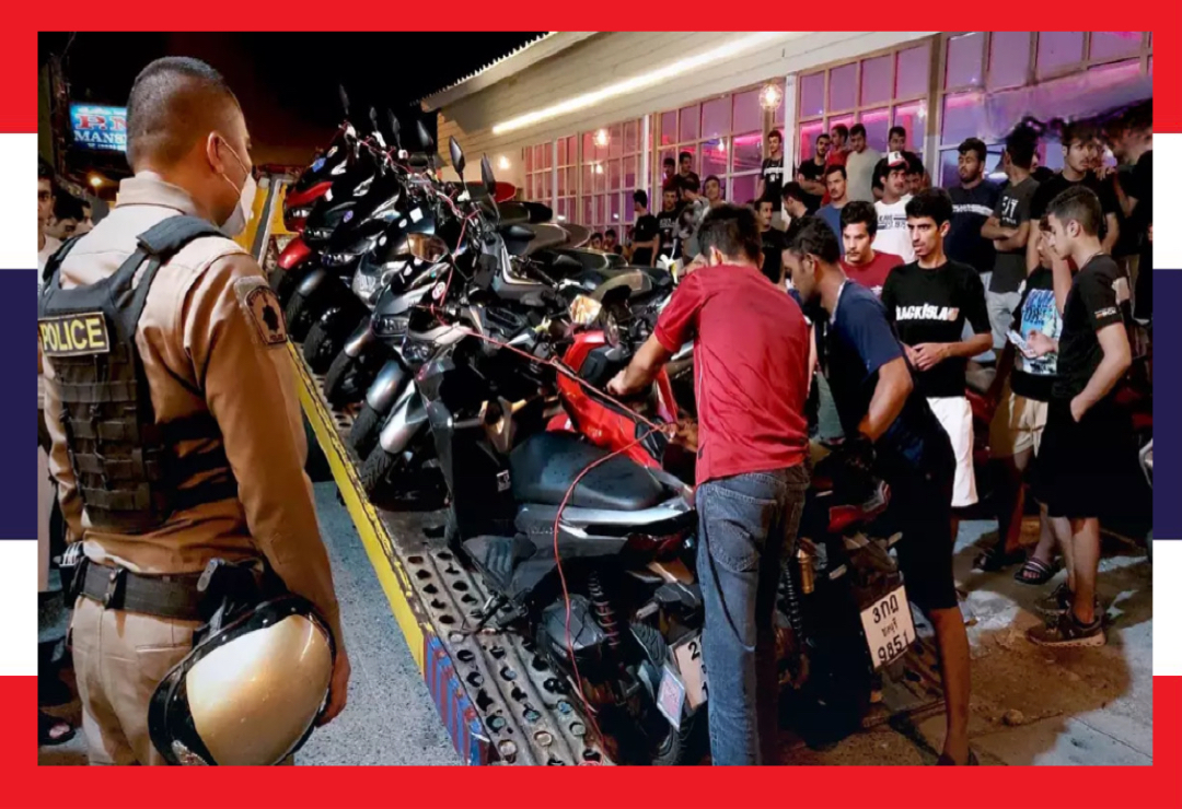 Politie Pattaya takelt 15 motoren op en gaat bende Koeweitse jongeren vervolgen voor openbare ordeverstoring
