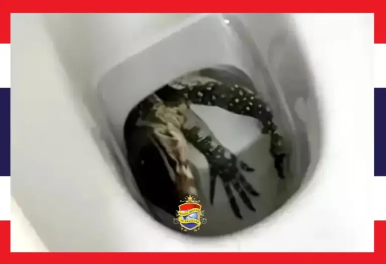 Inwoner Chonburi vindt geen hond in de pot maar een varaan!