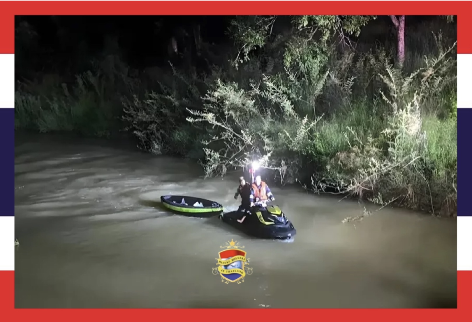 77-jarige oude Schot wordt gered nadat zijn kajak in een rivier in Noordoost-Thailand zonk