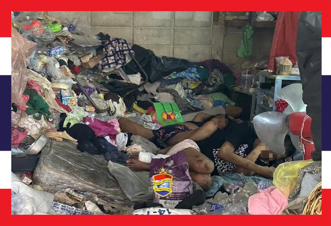 Familie uit hun zwaar vervuilde huis in Bangkok gered, waar kakkerlakken heer en meester waren