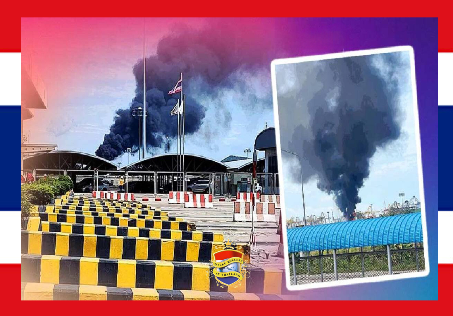 Explosie en brand in het JWD-depot in de haven van Laem Chabang nabij Pattaya