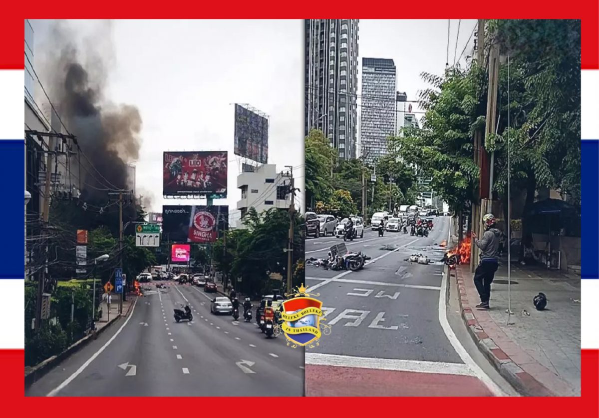 Hoogspanningstransformator ontploft in het hart van Bangkok, waarbij vier gewonden vallen