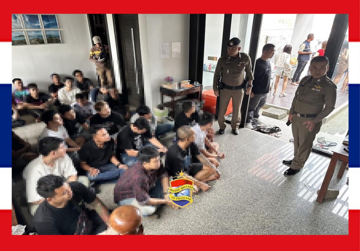 Politie Sattahip arresteert 52 tieners die een wild villafeest hielden met illegale drugs en gokactiviteiten