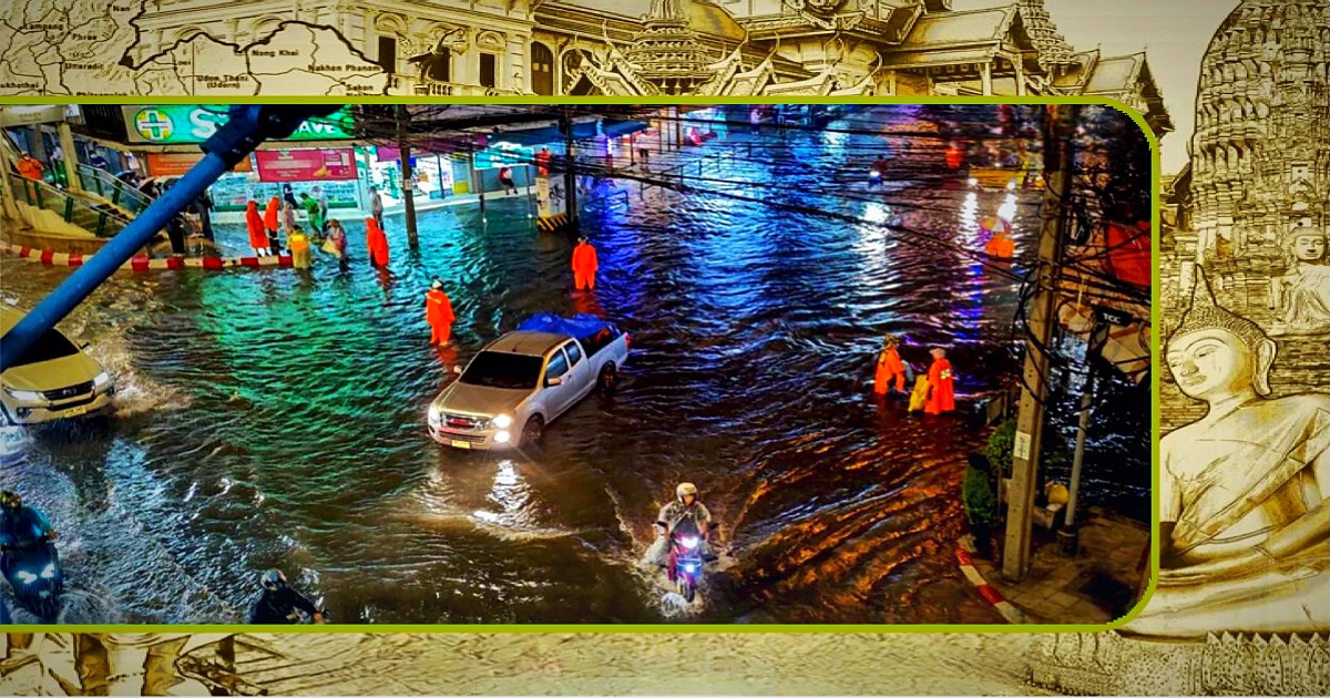 Grote delen in het grootstedelijk gebied van Bangkok ondervinden overstroming’s ellende