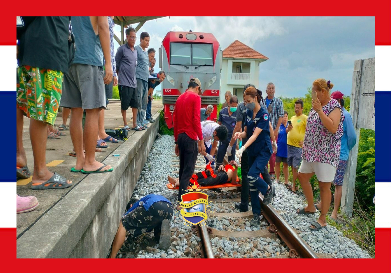 Man overleeft schokkende treinbotsing op een berucht treinstation in Oost-Thailand