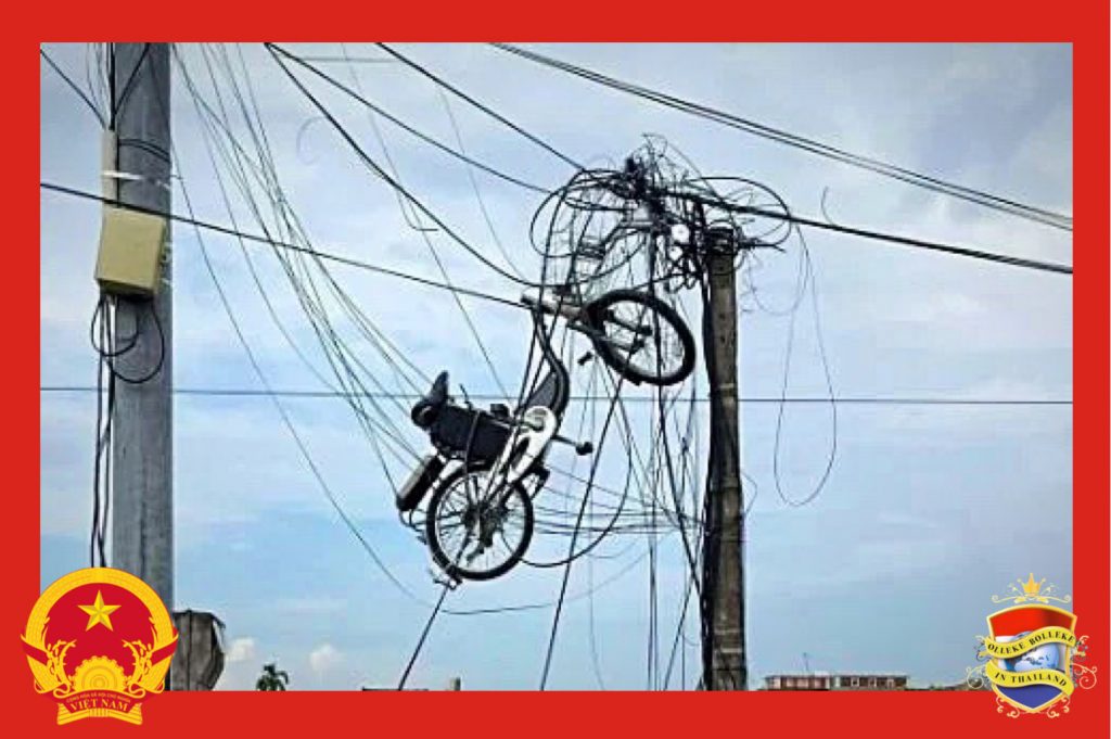 Luchtfietserij in Vietnam trekt de aandacht van uw nieuwsbeer Olleke Bolleke in Thailand