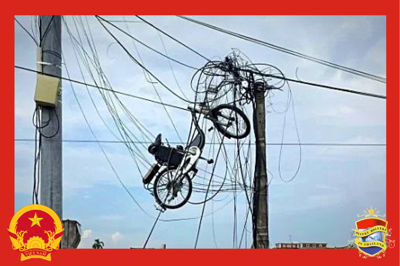 Luchtfietserij in Vietnam trekt de aandacht van uw nieuwsbeer Olleke Bolleke in Thailand